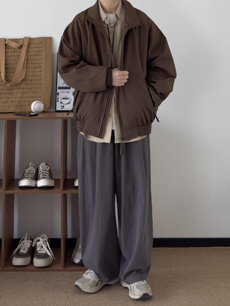 Men's Double-Layer Lapel Jacket - Retro Japanese Style, Loose Fit, Autumn/Winter 2024