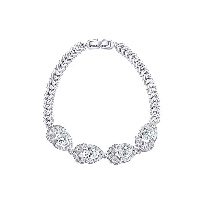 

925 Sterling Silver Zircon Crystal Water Drop Beads Ball Charm Bracelet for Women Homme Luxury Silver Jewelry Wedding Party Gift серебряный
