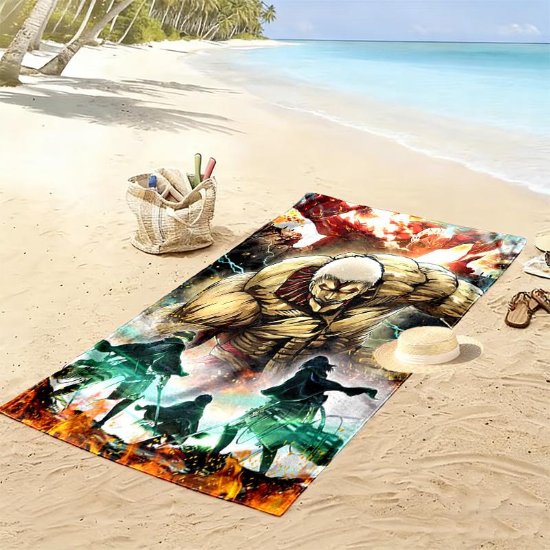Attack Titan Print Beach Towel, Large Soft Quick Dry Towel for Beach Camping Swimming