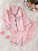 Baby Girls Satin Pajama Set, Pink Striped Long Sleeve Button Down Sleepwear Loungewear for 6M-3Y