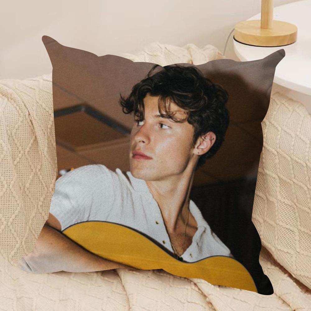 Sänger SShawn Mendes Kissenbezug Seidiger Kurzer Plüsch Beidseitig Bedruckter Kissenbezug für Sofa Alle Jahreszeiten Heimdekoration Geschenk