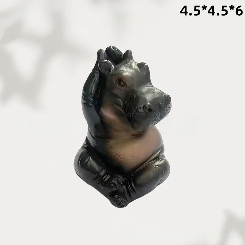 Cartoon Abstract Hippopotamus Resin Ornament Yoga Hippopotamus Crocodile Statue Home Office Desktop Ornament Decorative Item
