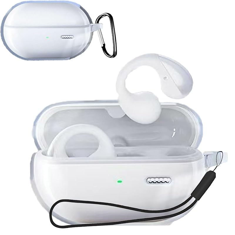 

For SOUNDPEATS CC/SOUNDPEATS PearlClip Pro case Cover [HNWEIWEI] transparent TPU material (with carabiner + strap) ) silicon storage case convenience
