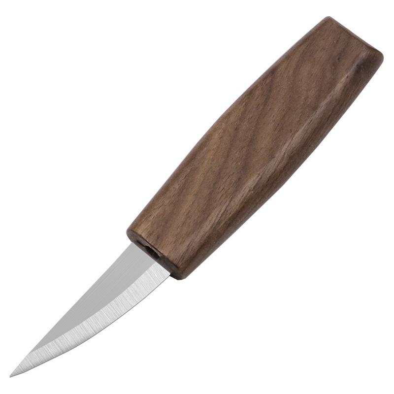 Wood Carving Tool Set: Walnut Handle, Curved & Straight Knives, Ideal for Woodworking & Hand Carving.