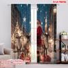 2pcs,2D Plane Printing Print Curtains Santa Claus and Reindeer Scene Durable 100% Polyester Fabric (without Rod) All Seasons for