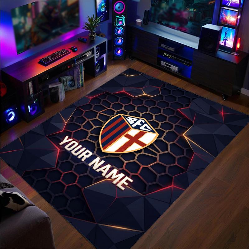 Crystal Velvet Rug Bologna FC Print Custom Name Text Floor Mat Home Decor