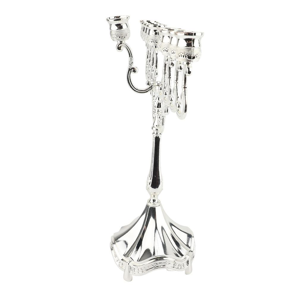 4pcs Silver Candle Holder 9 Branch Candelabra Decorative Candlestick Wedding Decoration