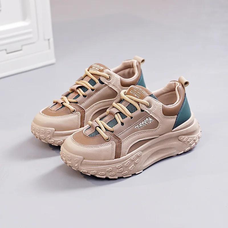 Nuove Sneakers da Donna Versatili con Zeppa Scarpe Sportive da Donna Comode con Lacci Scarpe da Tennis Aumento di Altezza Scarpe Casual Laidy