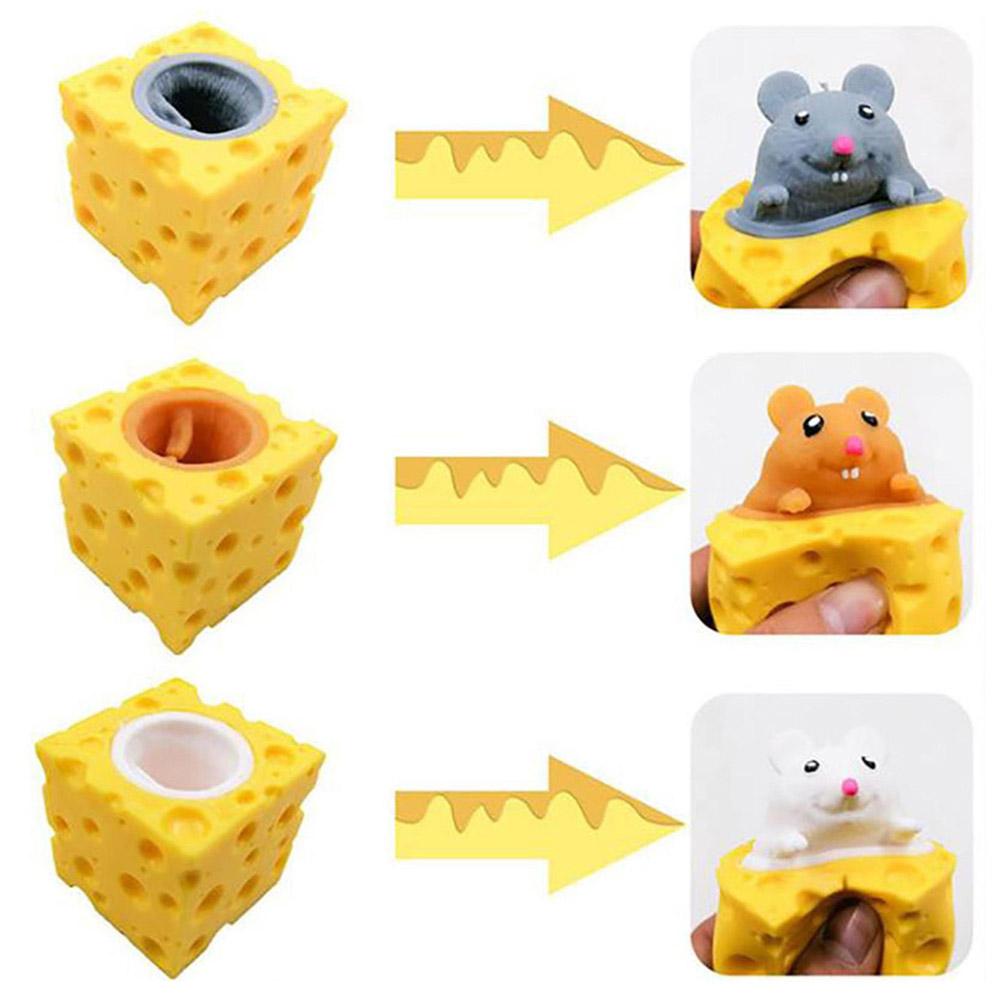 up Funny Mouse and Cheese Block Anti-stress Hide Toys Relief Toy 4.7cm Fidget Adult G7Z2