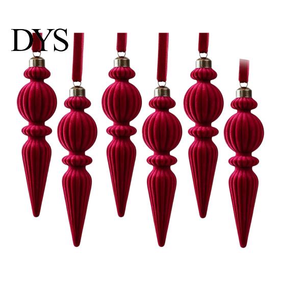 Decorative Hanging Pieces for Windows 6Pcs Christmas Flocked Pendant with Lanyard, Creative Tree Hanging, Lightweight Matte Suede Ornaments