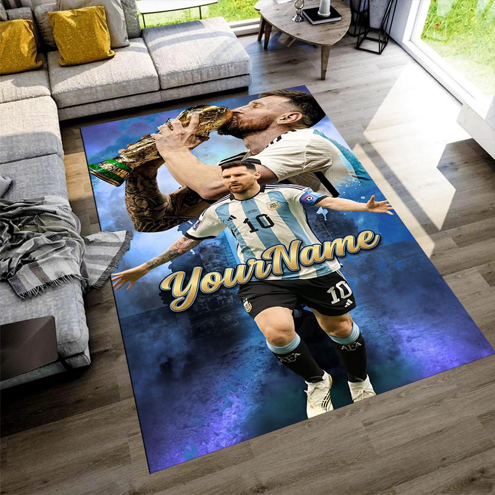 Messi Customize Your Name Area Rug Design for Outdoor Entryway Kitchen Living Rooms Anti-slip Rug Anime Office Decor Perfect Gift for Women/Men