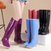 Extra high women's rain boots thickened anti-skid rainy day travel women's rain shoes canteen cleaning waterproof glue shoes women's water shoes