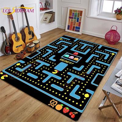 Alfombra de ventilador Arcade 3D, videojuego Arcade clásico de los años 90, alfombra rectangular Pac-Man para sala de estar, dormitorio, alfombras para niños, alfombra antideslizante
