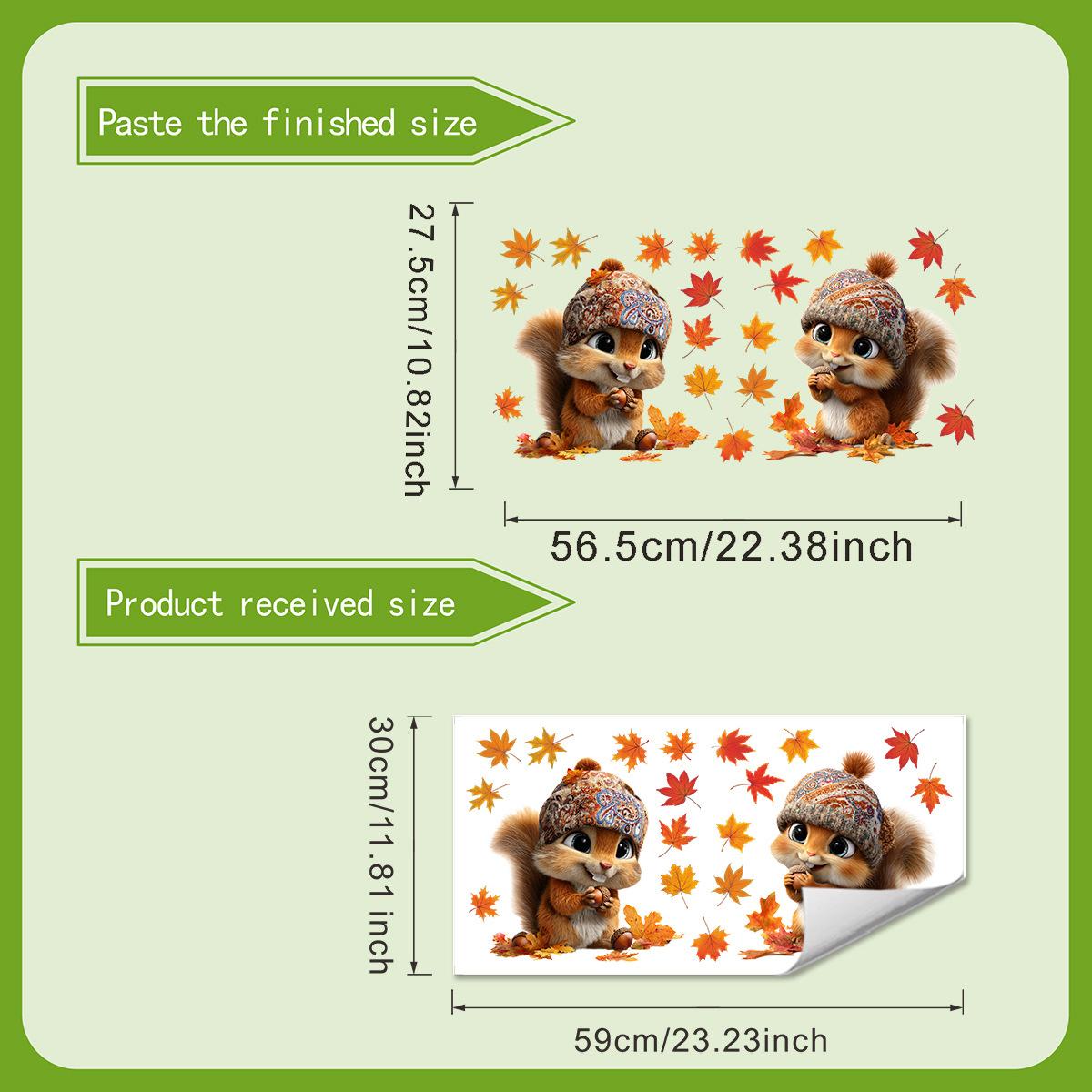 

Декор окна «Белка и лист» - Милые осенние наклейки «Белка и красный клен» для уюта