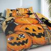 3-Piece Bedding Pillowcase Quilt Cover Set Halloween Pumpkin Black Cat 2D Digital Printing Suitable For Bedroom Dormitory Decor