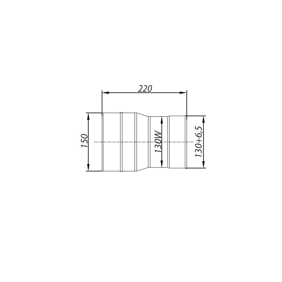 ADAM DW Reduction passage fi 130/150 for black steel