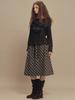 Cecese String Check Midi Skirt Black