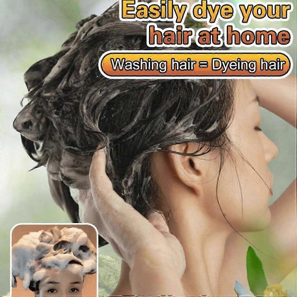 2025 Long Lasting Natural Hair Dye Shampoo,Plant Bubble Hair Dye Shampoo,Plant Single Dose Floral Fragrance Dye,Instant Dye Shampoo for Women & Men