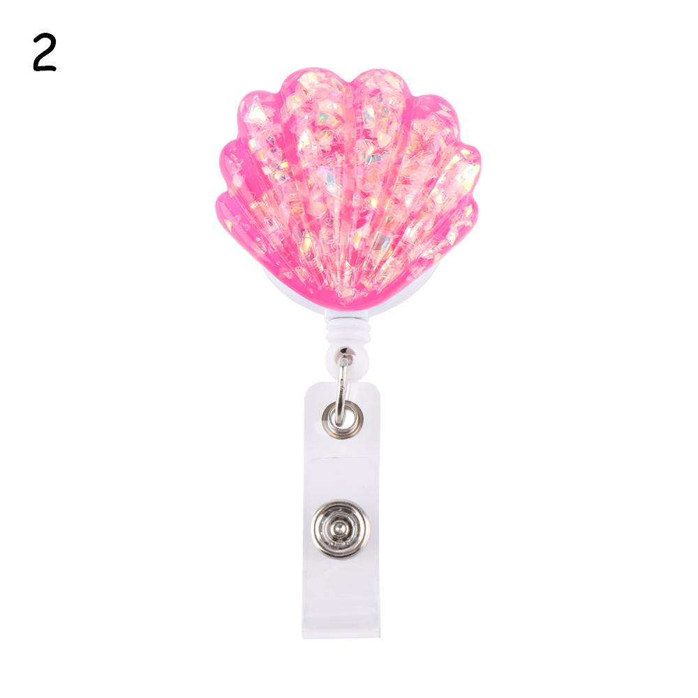 New Shell Shape Resin Pull Name Id Card Badge Reel Holder Nurse Badge Reel Clip Retractable Exhibition Chest Card School Supply