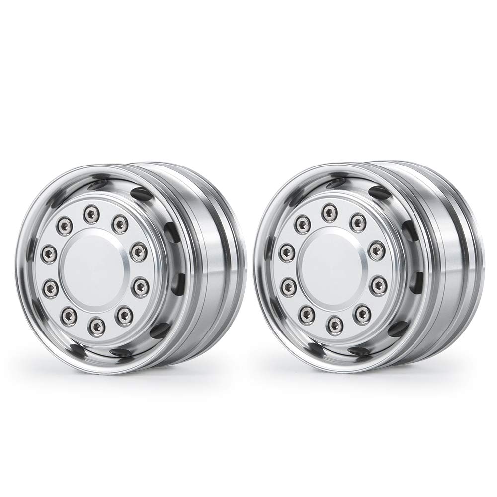 TRZX Metal Front Wheel Hub Rim Upgrade Parts for 1/14 Tamiya Trailer Truck RC Car (2 Pieces)
