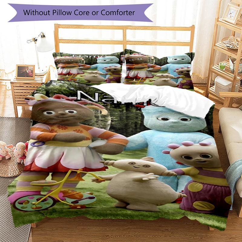 3pcs Custom Name In the Night Garden Bedding Set Duvet Cover Closure Includes 1 Duvet Cover & 2 Pillowcases, Soft and Comfortable for All Seasons.