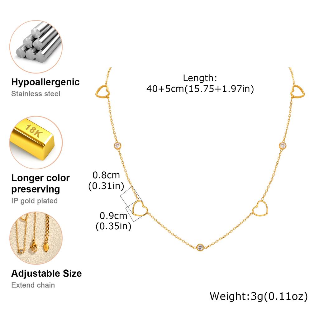 316L Stainless Steel Heart Flower Pendant Necklace for Women, Fashion Gold Plated Zircon Butterfly Charm Necklace,Luxury Jewelry