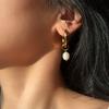 French Retro Earrings Temperament Earrings Bead Circle Ear Buckles Electroplated 18k Gold Plated Earrings