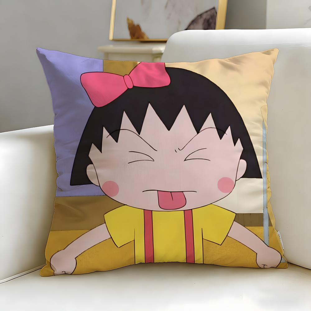 classic anime Chibi Maruko Chan Cushion Cover Soft & Easy-Wash Pillow Case – Versatile for Couch, Bed, Travel and Office