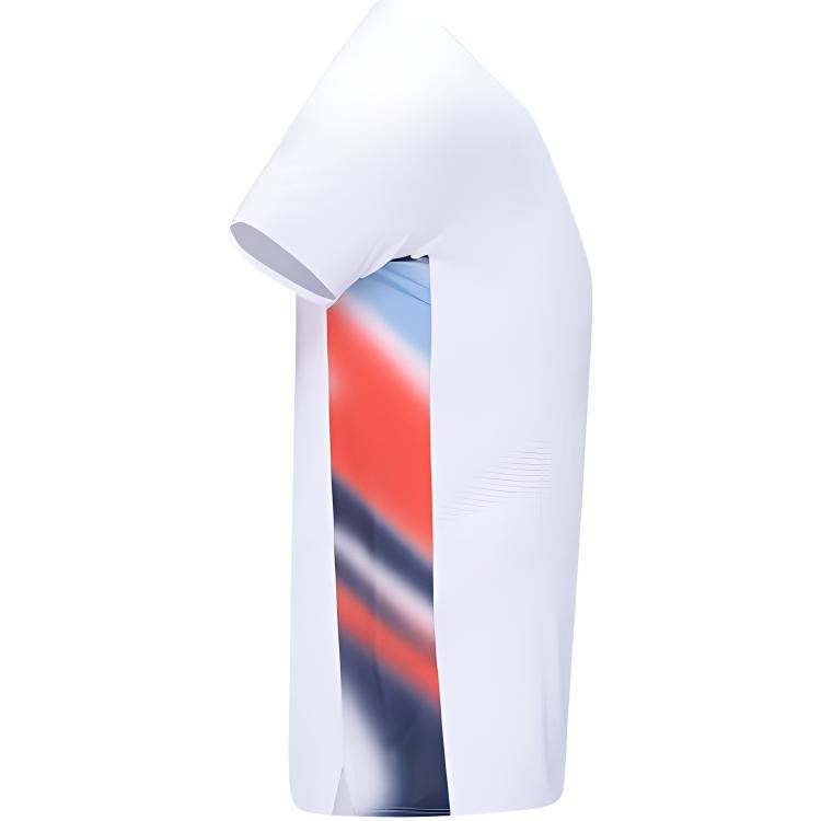 Li Ning Tennis Series Sports Casual Simple Color Block Comfortable Breathable Short Sleeve Badminton Shirt Unisex Tops White AAYV103-1