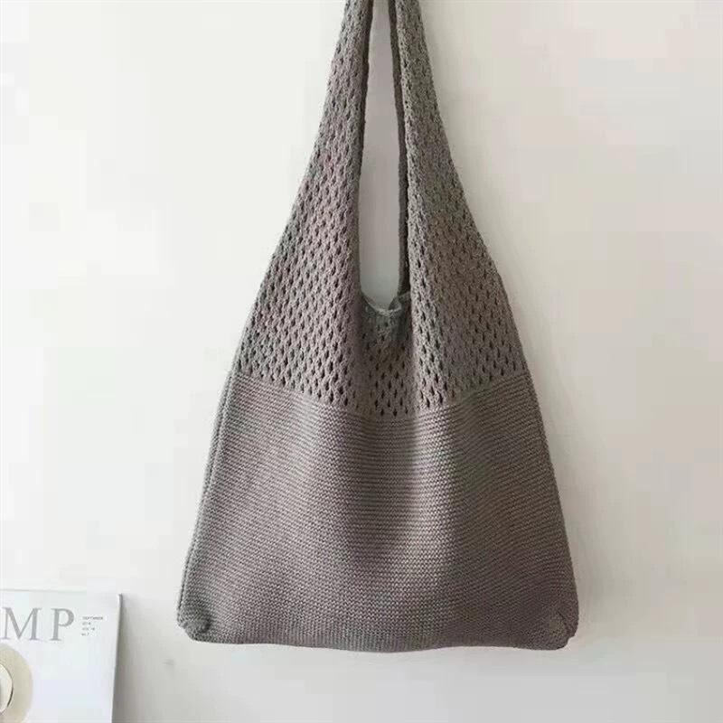 Summer super fire woven bag women's new literary and artistic style wool knitted vacation beach bag shoulder messenger bag