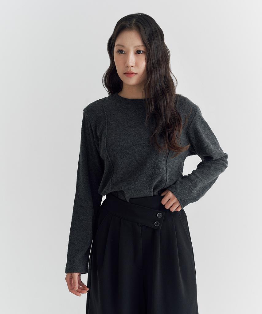Peulleio W Pintuck T-Shirt _ Grey
