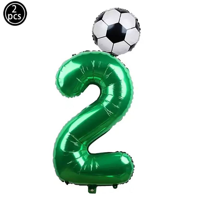 2pcs 32inch Green Number Foil Ballons 10Inch Soccer Helium Ballons Football Kids Birthday Parti Sports Themed Party Decoration