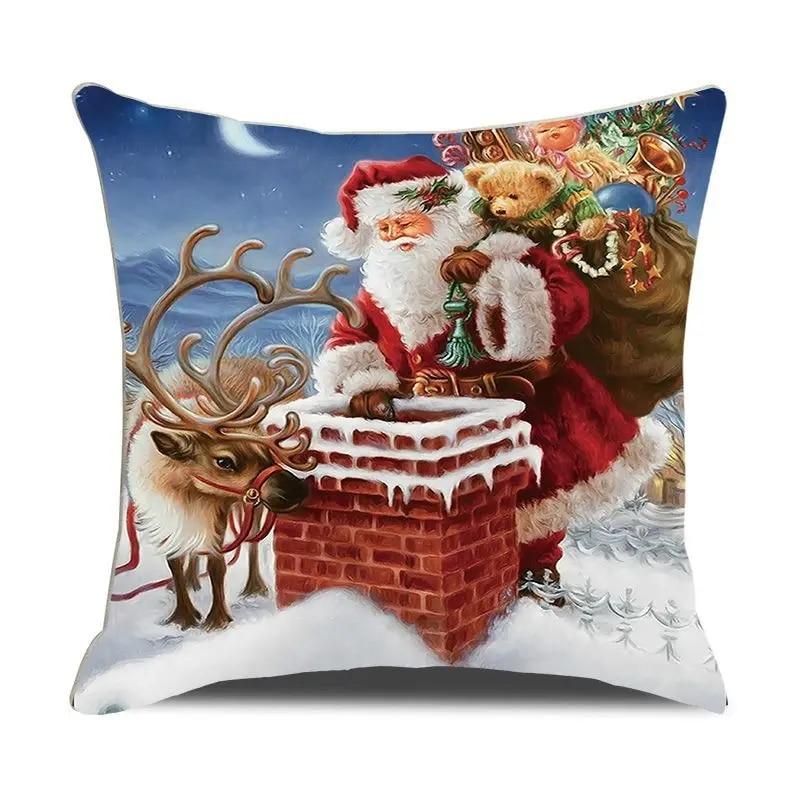 Christmas Pillowcase Santa Claus Snowman Pillowcase Sofa Car Cushion Cover Home Decoration New Year Christmas Gift