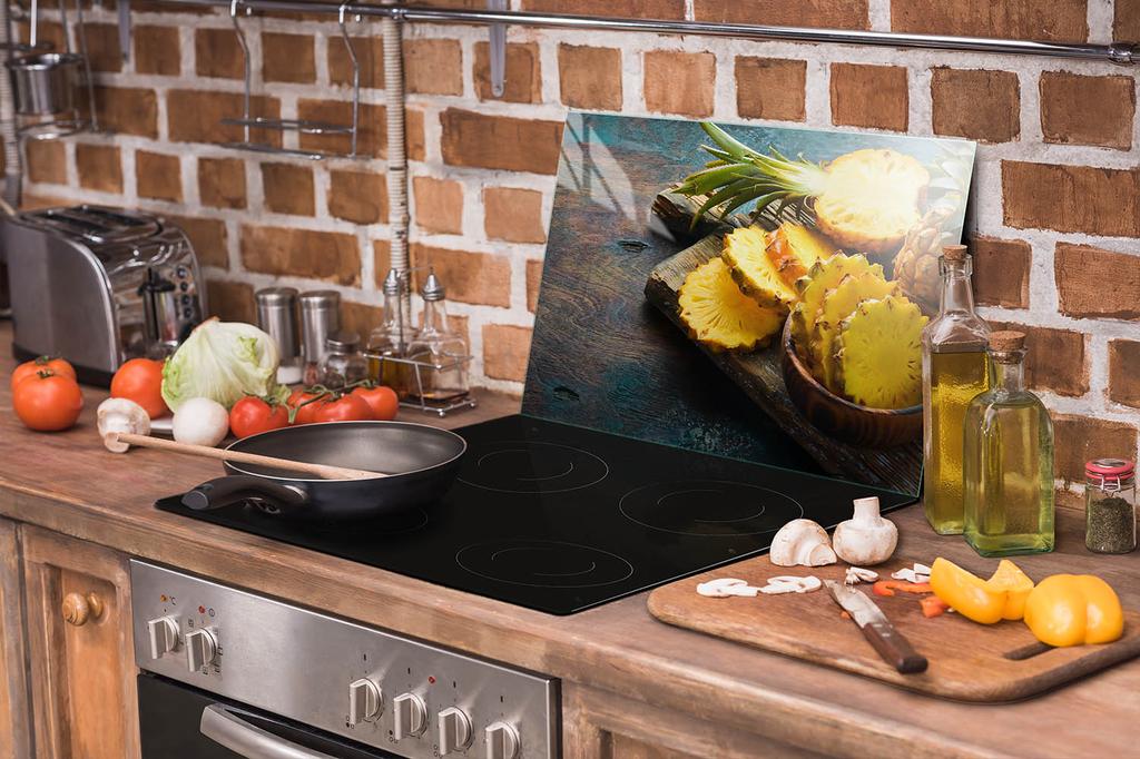 SZKLANA PŁYTA OCHRONNA NA KUCHENKĘ 70x52 ANANAS