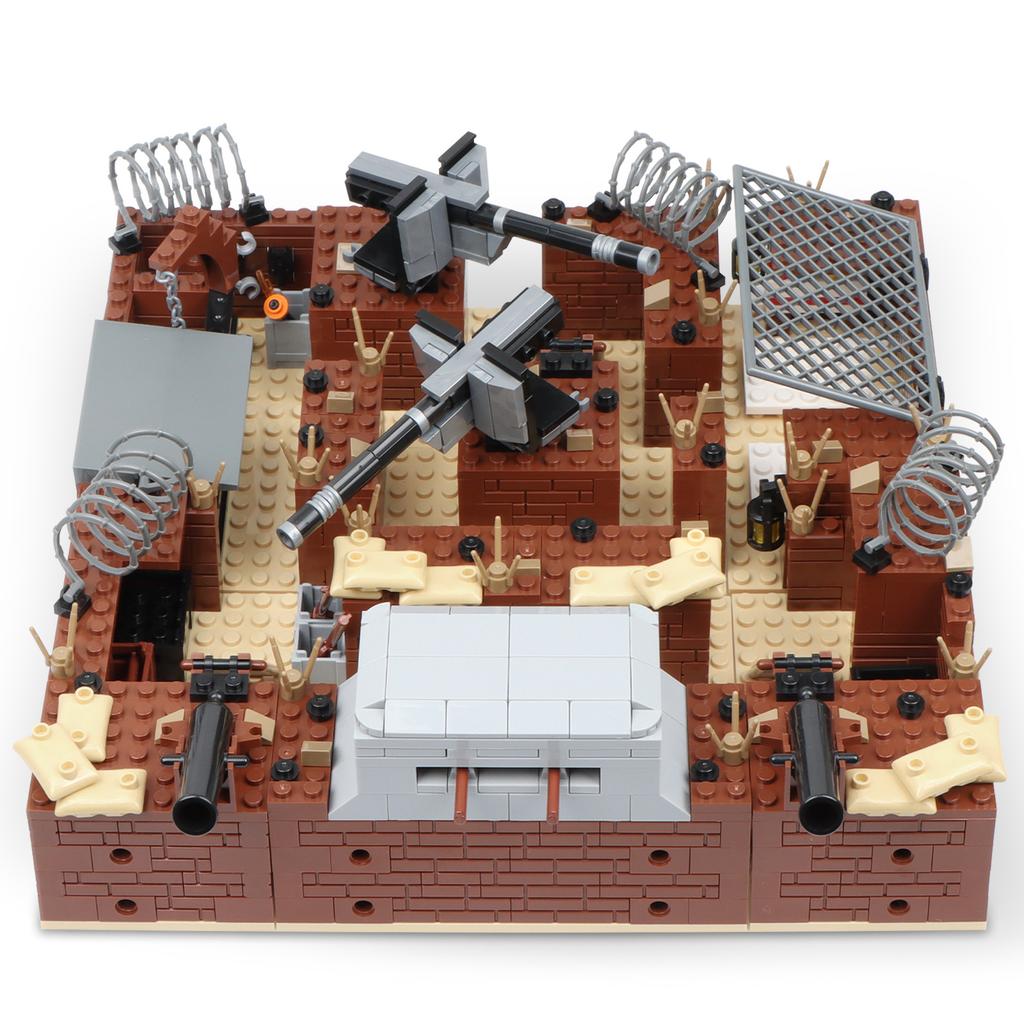 Kit de Briques de Construction Ruines de Tranchées Militaires Seconde Guerre Mondiale Soldats Figures d'Armée Scène de Guerre Blockhaus Armes Champs de Bataille Briques Jouets Garçons