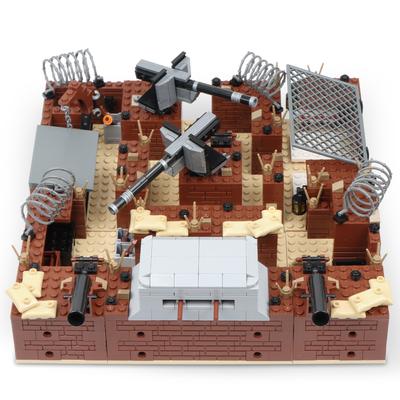 WW2 Military Trench Ruins Building Blocks Kit Soldiers Army Figures War Scene  Weapons Blockhouse Battlefield Bricks Toys Boys