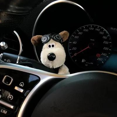 Plush Dog Car Decor 2pcs - Puppy Clutch Decoration, Car Wiper Turn Signal Switch Decor, Wiper Doll, Interior Accessories