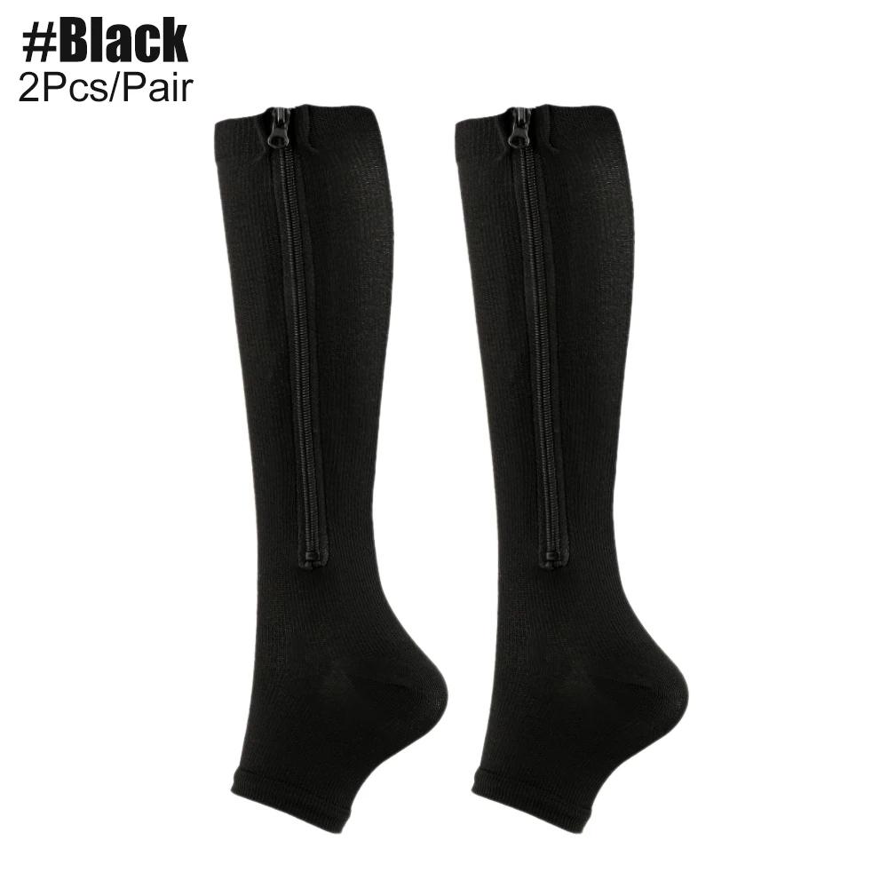 Kompressionsstrümpfe mit Reißverschluss für Damen und Herren - 1 Paar Zehenfreie Kompressionsstrümpfe für Walking, Laufen, Medizinisch