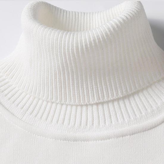 Autumn Winter Men Turtleneck Sweater Long Sleeve Solid Color Slim Fit Fleece Lining Thickened Knitting Tops Jumper
