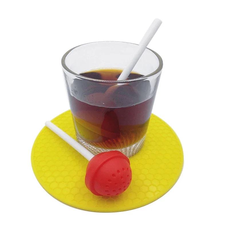 Loose Leaf Tea Accessories, Candy Colors, Mug Strainer, Cup Steeper, Silicone Sweet Tea Infuser, Lollipop Candy, 1Pcs