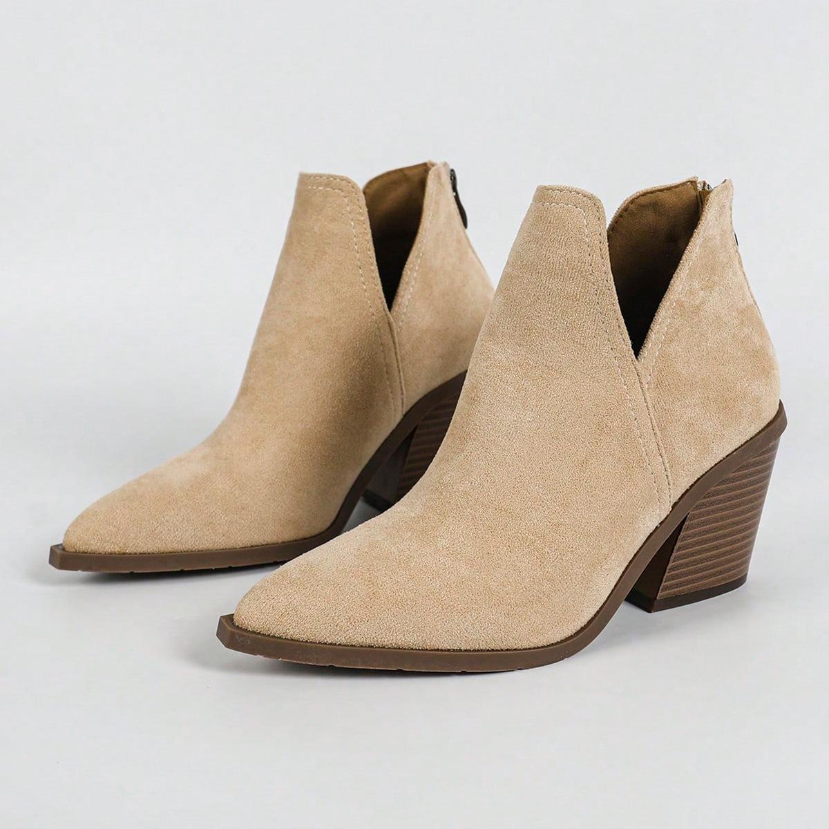 

Женские ботинки челси Ботинки на грубом каблуке Маленькие кожаные ботинки Задняя молния Ботильоны Ветер Короткие женские ботинки 43