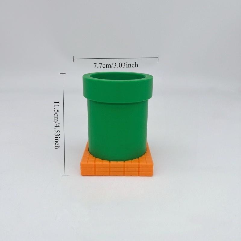 1 Brick- and Pipe-Shaped Pen Holder with a Drawer | Made of plastic, suitable for desks, offices, and dorm rooms