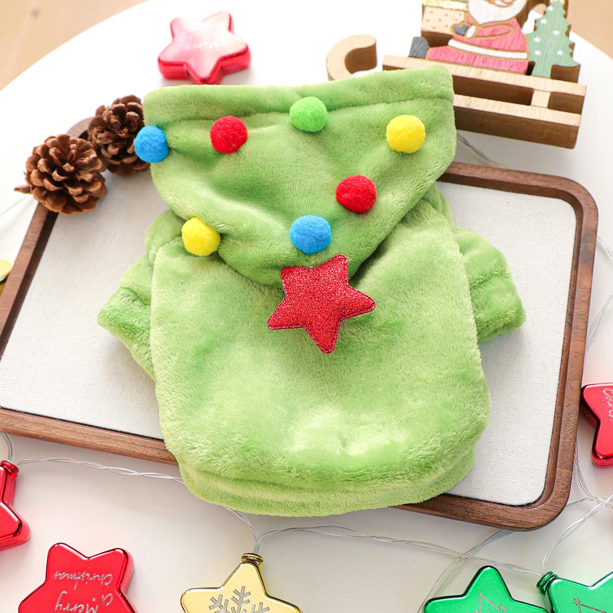 

Dog Cat Clothes Cute Christmas Tree Transformation Clothing Autumn and Winter Comfortable Warm Hoodie XL