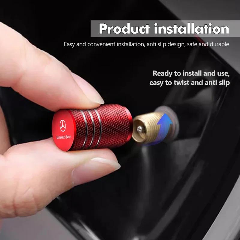 For Mercedes Benz 4pcs Car Aluminum Valve Caps Dustproof Tire Rim Stem Cap For Mercedes Benz W211 W124 W176 W177 C180 C200 C260