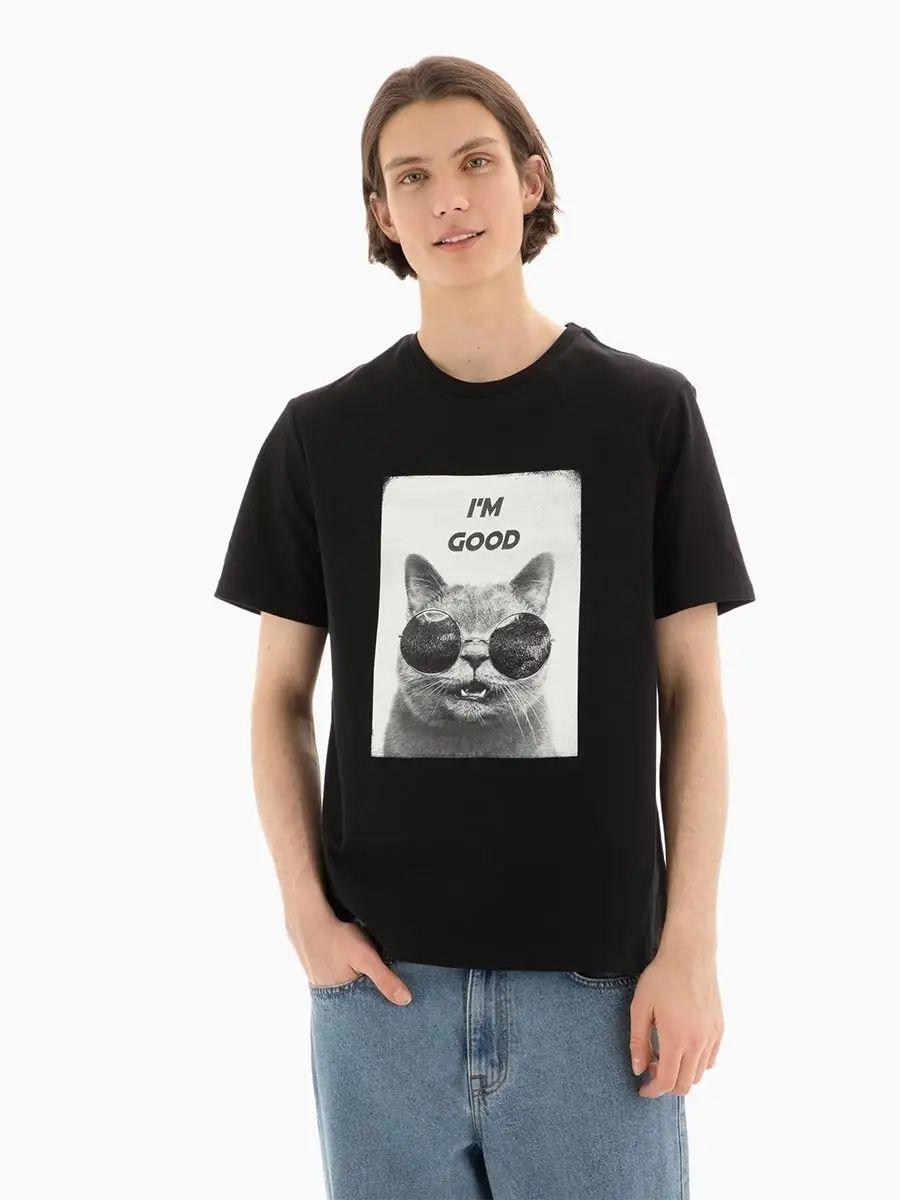 

Pure Cotton American Retro Heavy-duty Fun Cat-themed Trendy T-shirts for Men and Women, Loose Kitten Summer Tops for Couples 4XL