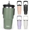 SKIASE Tumbler with Straw, 600ml Water Bottle, Vacuum Insulated, Keeps Hot or Cold, Wide Mouth, Direct Drinking, with Lid, Handle, Spill-Proof,