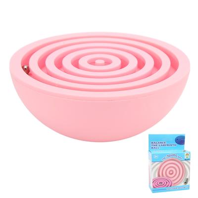 Balancing Maze Toy Bright Colors Semicircle Light Weight Maze Ball Toy Brain Games for Kids Early Education Pink