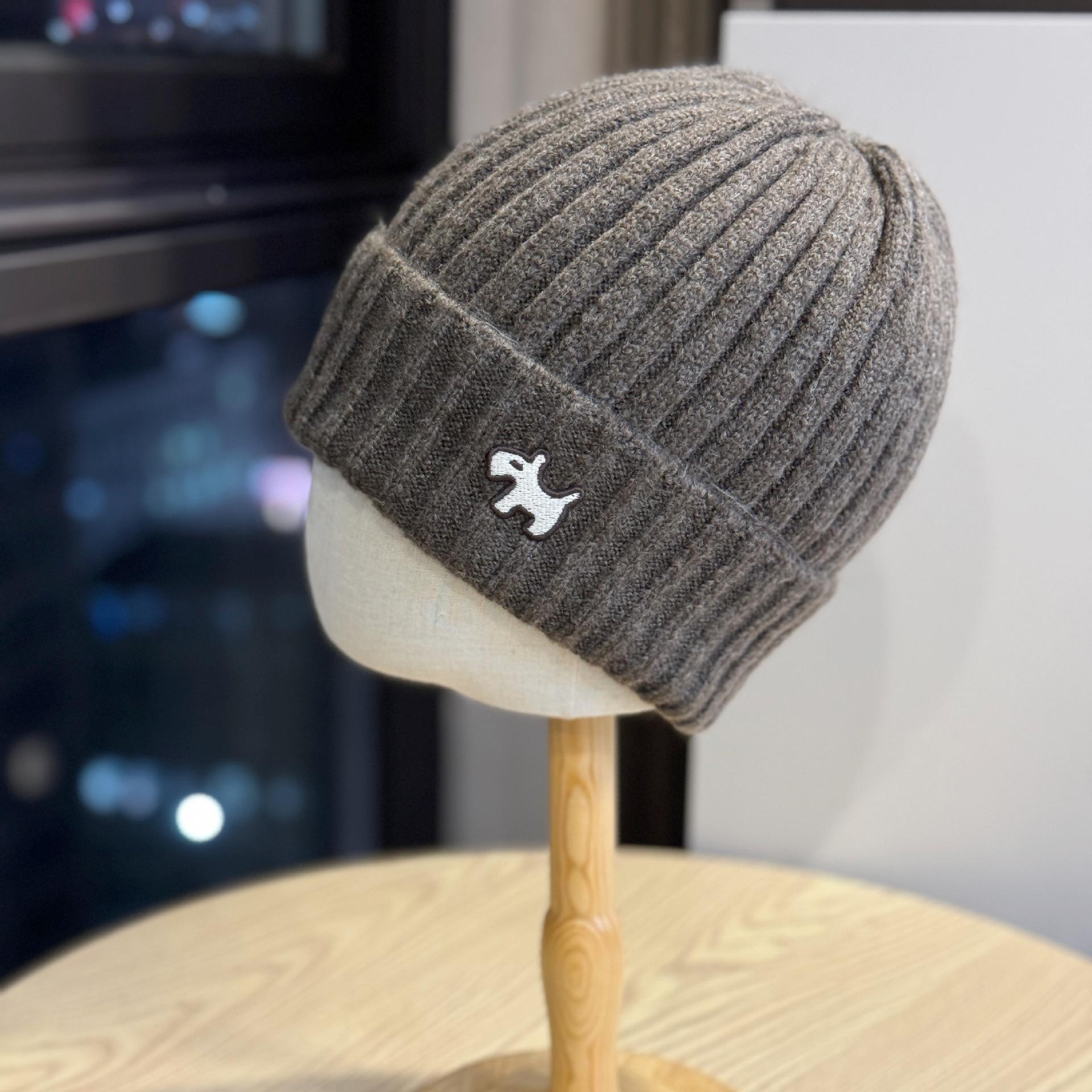 

New Embroidered Puppy Knitted Hat for Women in Winter Warm and Cold Proof Ear Protection Face Friendly Small Woolen Hat Versatile Cold Hat Trend one size