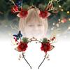 Enchanting Forest Style Antler Headband With Faux Flowers For Christmas Celebrations