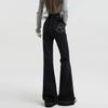 Bequeme Schwarze Tasche Bestickte Mikro-ausgestellte Jeans Damen Frühling und Sommer Hochtailliert Elastisch Übergröße Skinny Hose Lange Denimhose